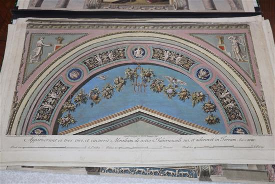 A group of assorted 18th century Italian coloured engravings of architectural studies 31 x 57cm